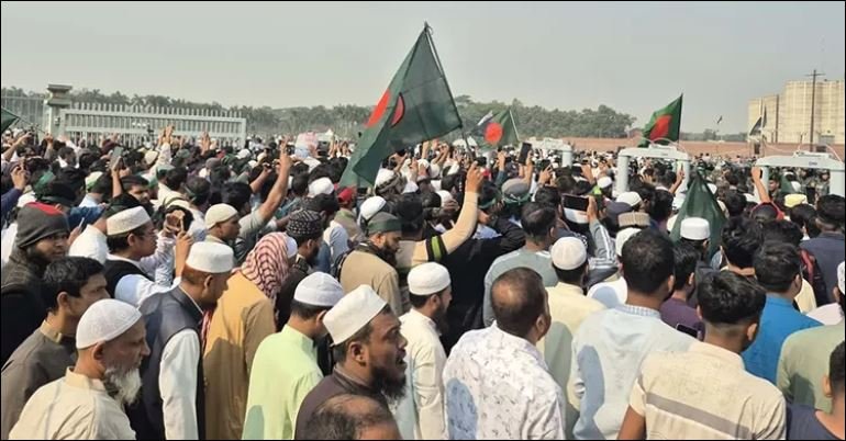Thousands gather at Manik Mia Avenue to attend Hadi’s janaza