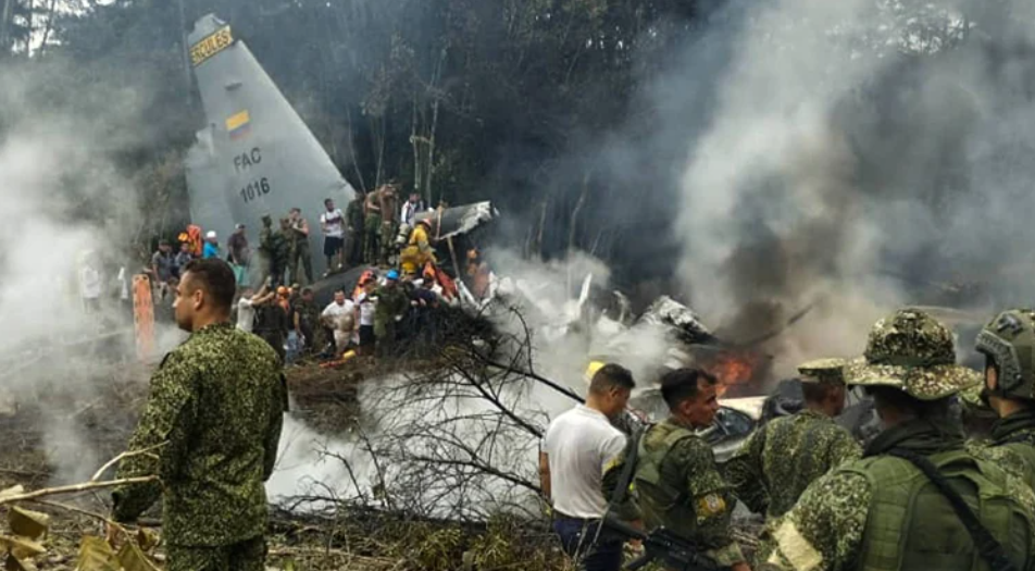 At least 66 dead after Colombia military transport plane crashes
