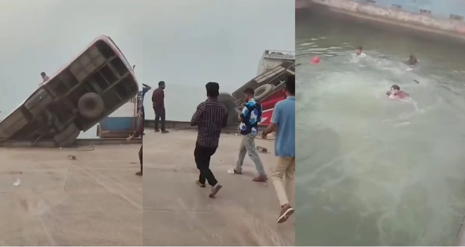 Bus falls into Padma River at Daulatdia ghat; rescue underway