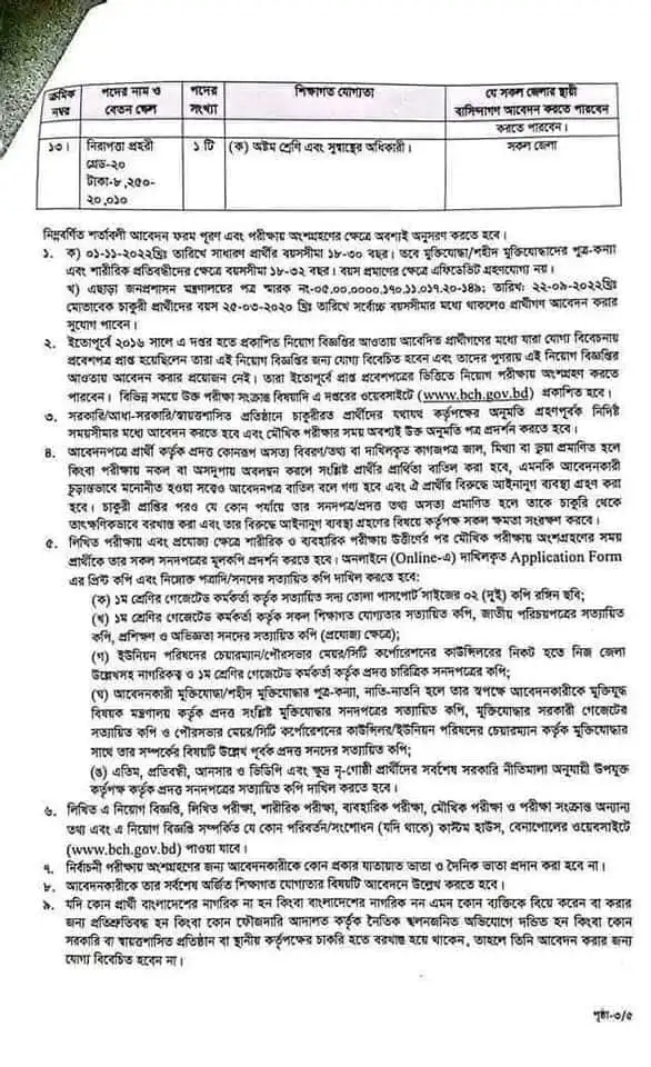 BCH Job Circular 2022 – www.bch.gov.bd - Bangladesh Post